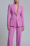 Peak Lapel 2 Piece Purple Single Breasted Slim Fit Prom Suits