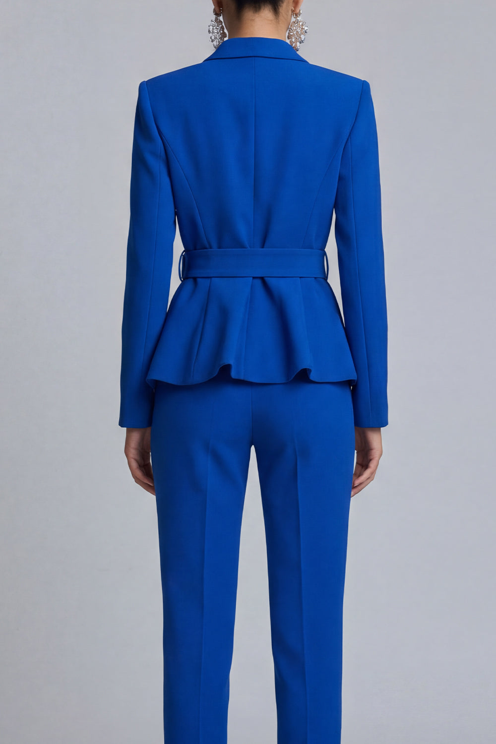 Royal Blue Peak Lapel 2 Piece Slim Fit Prom Suits with Belt