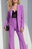 Purple Shawl Lapel Single Breasted Wide Leg 2 Piece Prom Suits