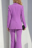 Purple Shawl Lapel Single Breasted Wide Leg 2 Piece Prom Suits
