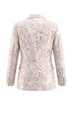 Floral 2 Piece Peak Lapel Double Breasted Slim Fit Champagne Pink Prom Suits