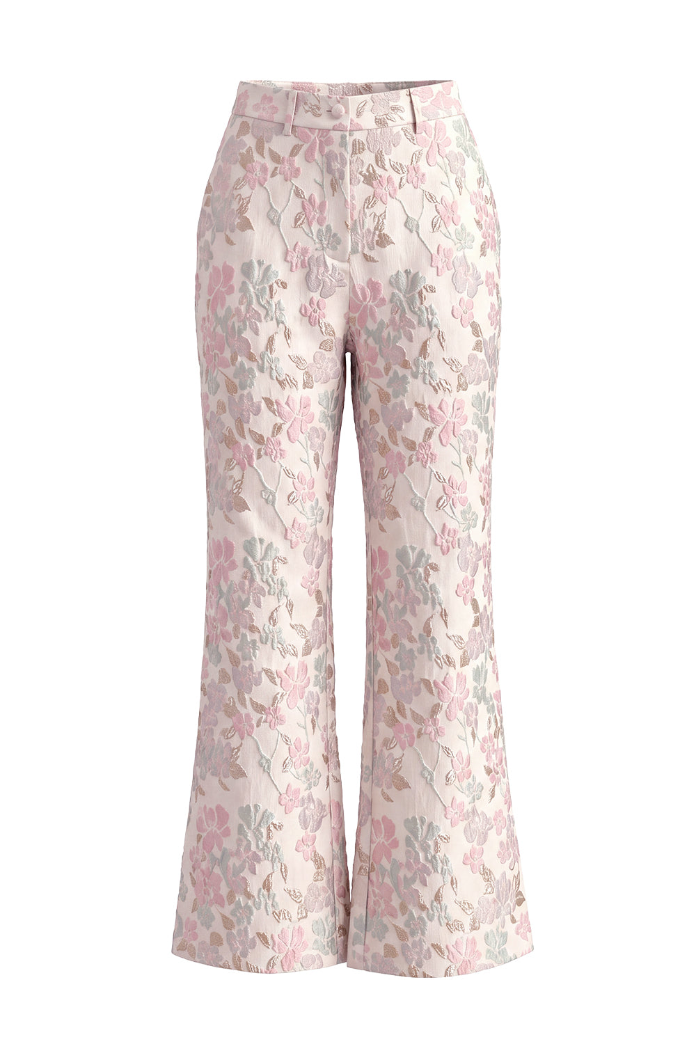 Floral 2 Piece Peak Lapel Double Breasted Slim Fit Champagne Pink Prom Suits