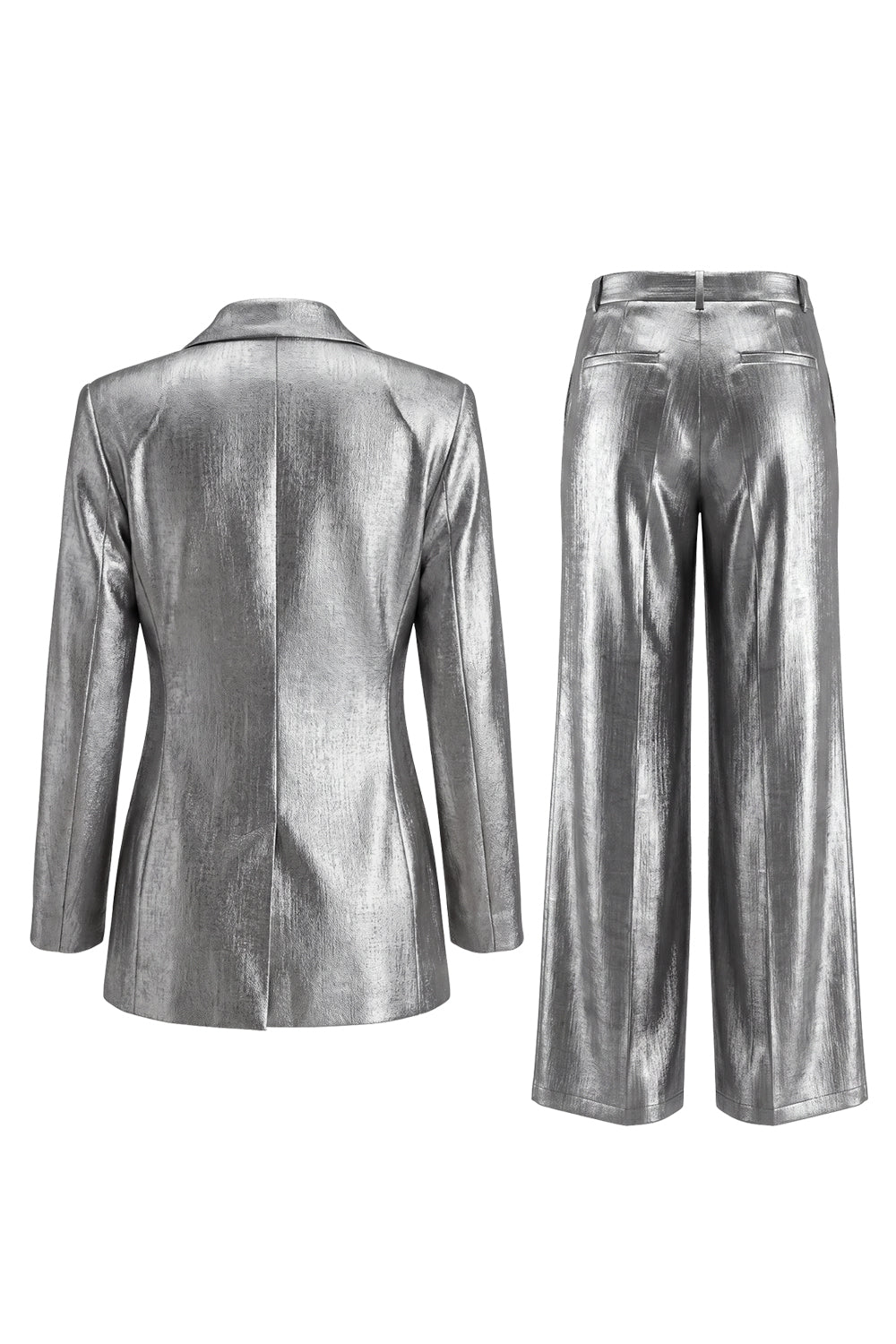 2 Piece Shawl Lapel Grey Wide Leg Prom Suits with Bow