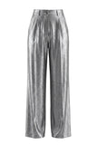 2 Piece Shawl Lapel Grey Wide Leg Prom Suits with Bow
