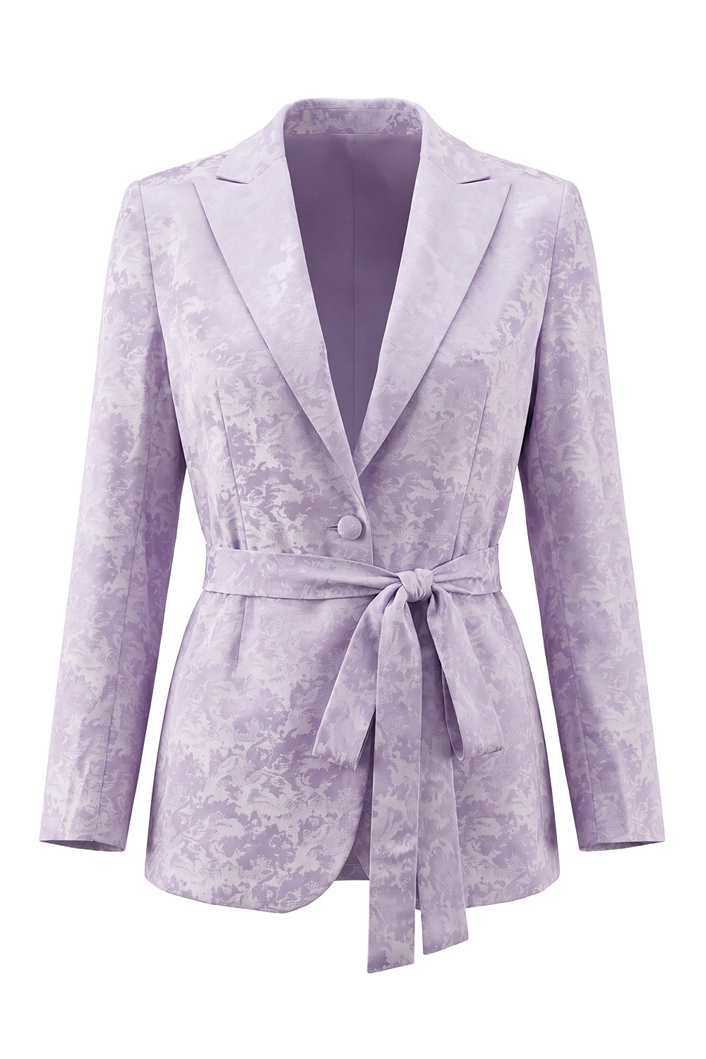 Floral Single Breasted Lilac 2 Piece Peak Lapel Wide Leg Prom Suits with Belt