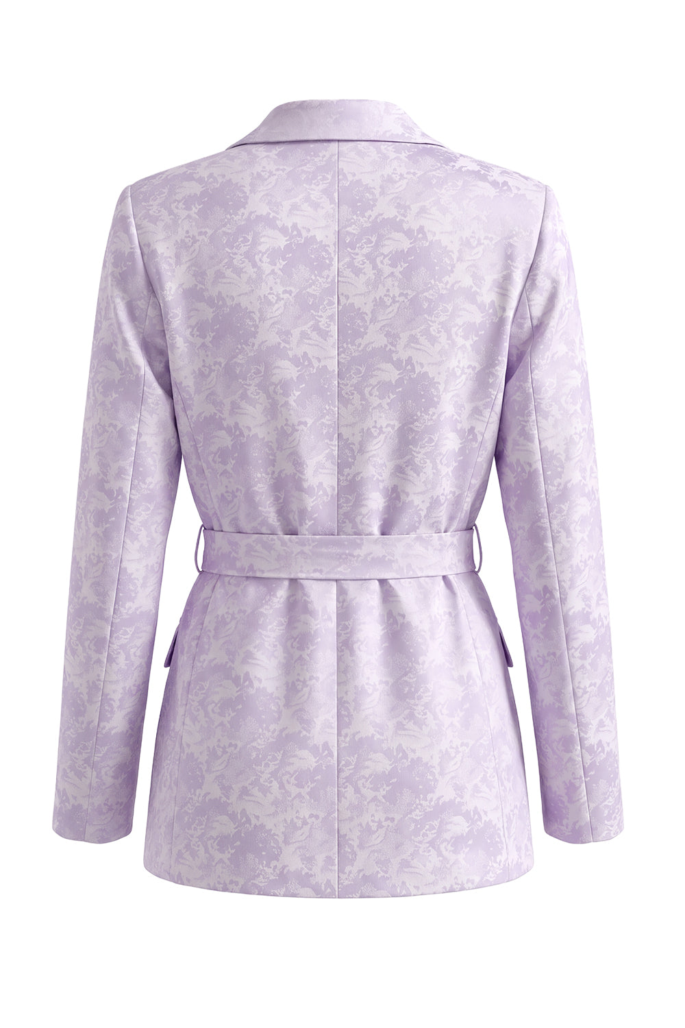 Floral Single Breasted Lilac 2 Piece Peak Lapel Wide Leg Prom Suits with Belt