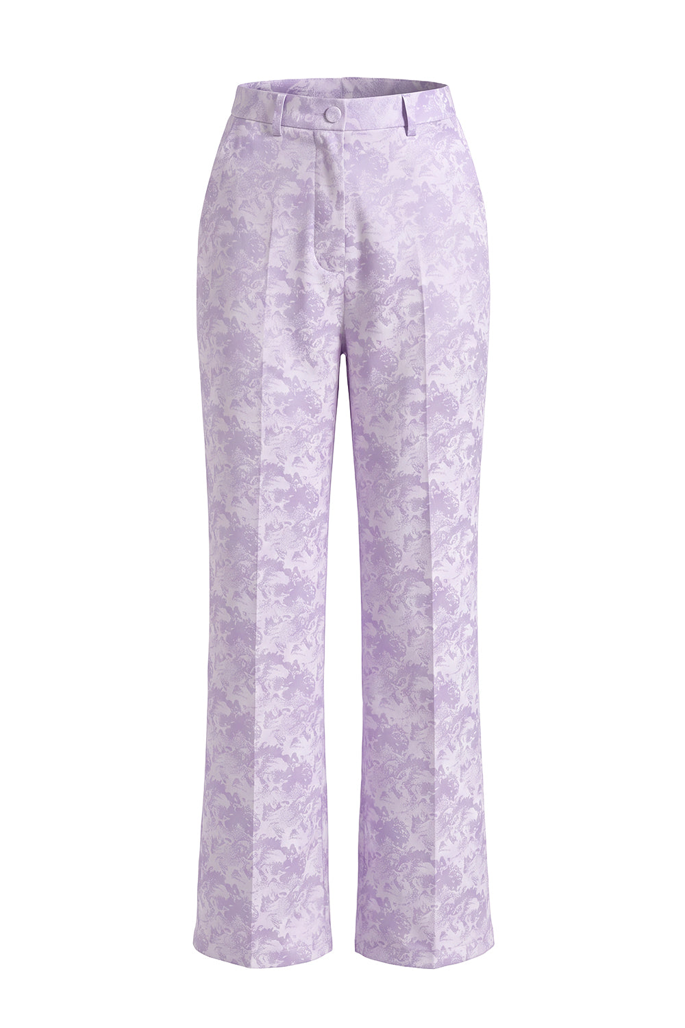 Floral Single Breasted Lilac 2 Piece Peak Lapel Wide Leg Prom Suits with Belt