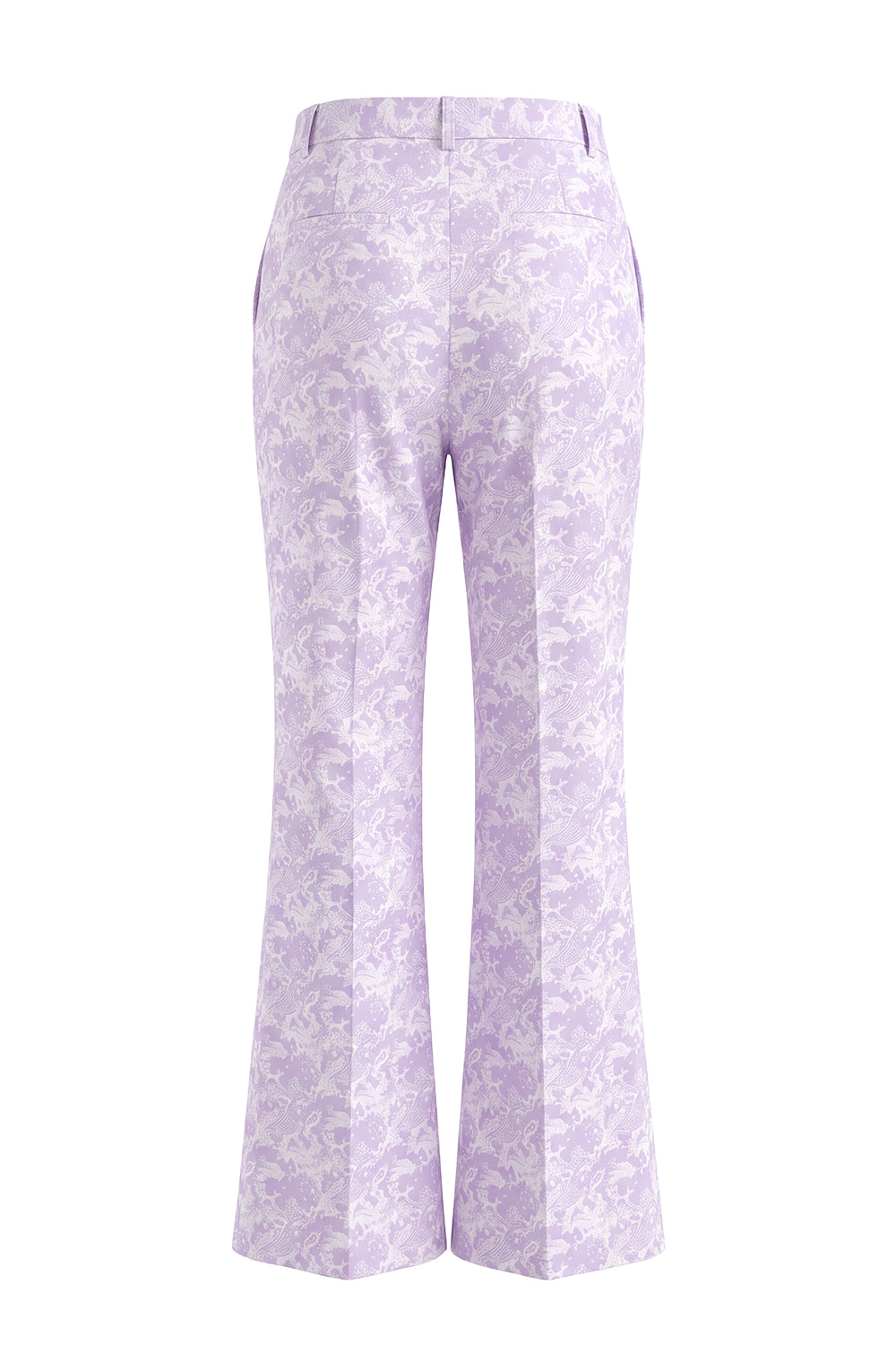 Floral Single Breasted Lilac 2 Piece Peak Lapel Wide Leg Prom Suits with Belt