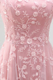 Strapless Sparkly Blue Floral A Line Beaded Long Prom Dress