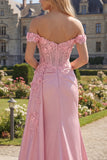 Floral Pink Corset Ruched Mermaid Long Prom Dress with Side Cape