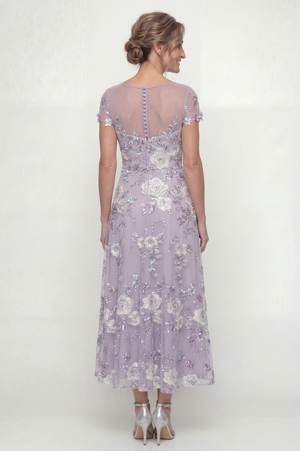 Dusty Purple Maxi Floral A Line Mother of the Bride Dress