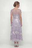Dusty Purple Maxi Floral A Line Mother of the Bride Dress