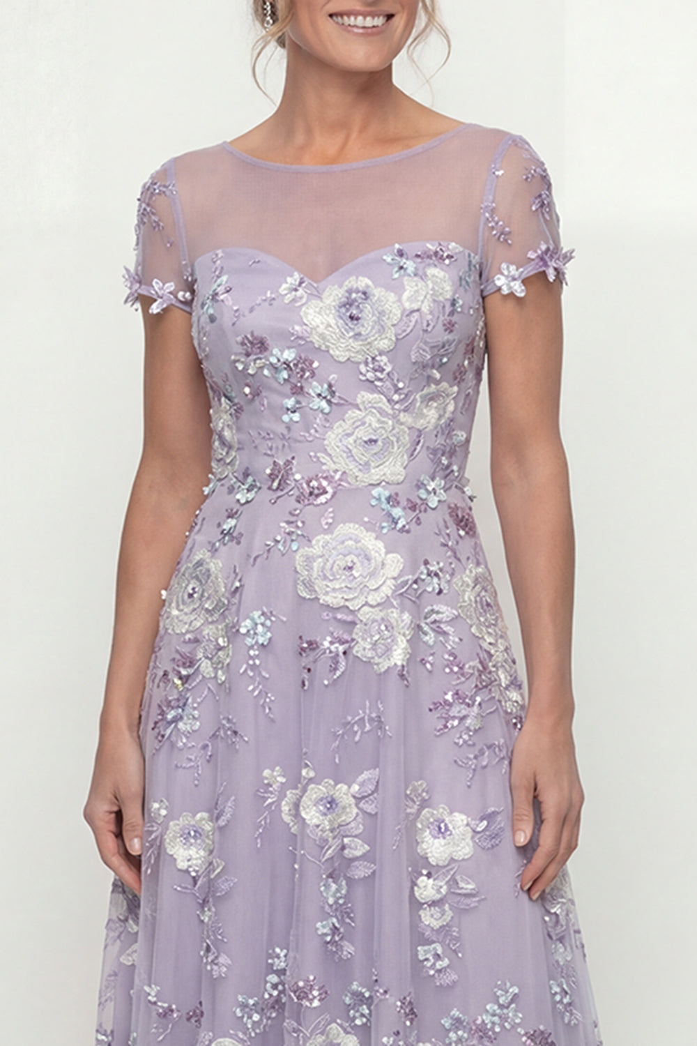 Dusty Purple Maxi Floral A Line Mother of the Bride Dress