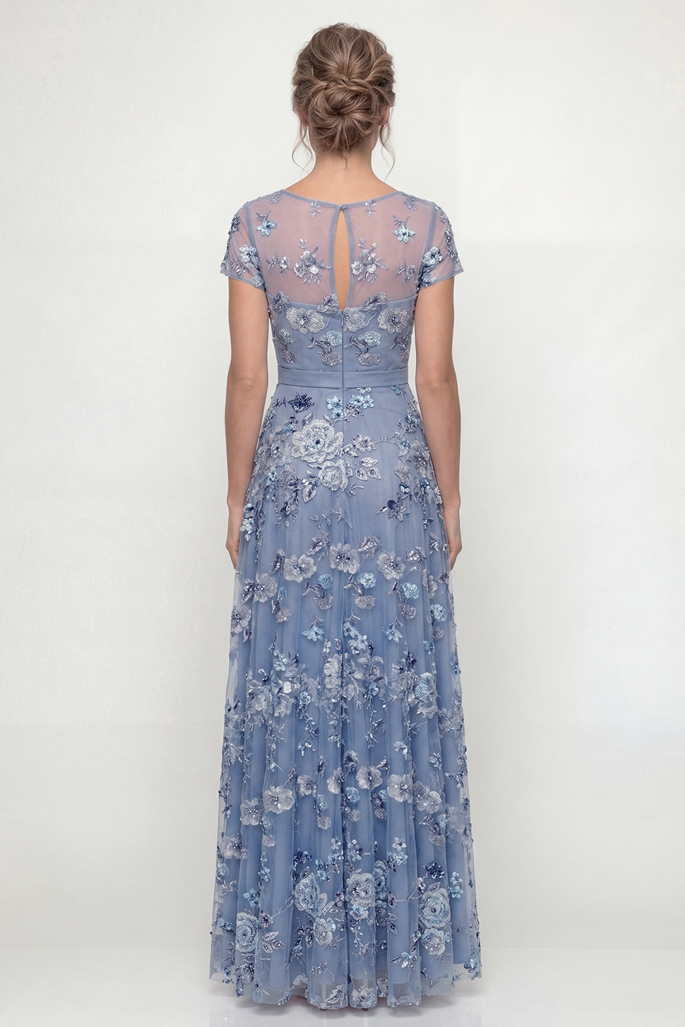 Dusty Rose A Line Long Floral Mother of the Bride Dress