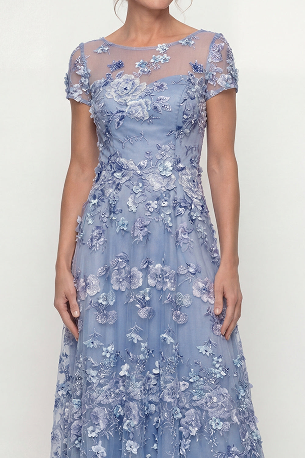 Dusty Rose A Line Long Floral Mother of the Bride Dress