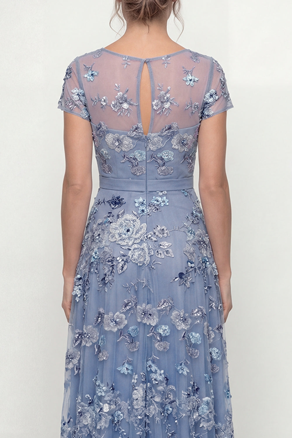 Dusty Rose A Line Long Floral Mother of the Bride Dress