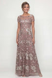 Dusty Rose A Line Long Floral Mother of the Bride Dress