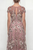 Dusty Rose A Line Long Floral Mother of the Bride Dress