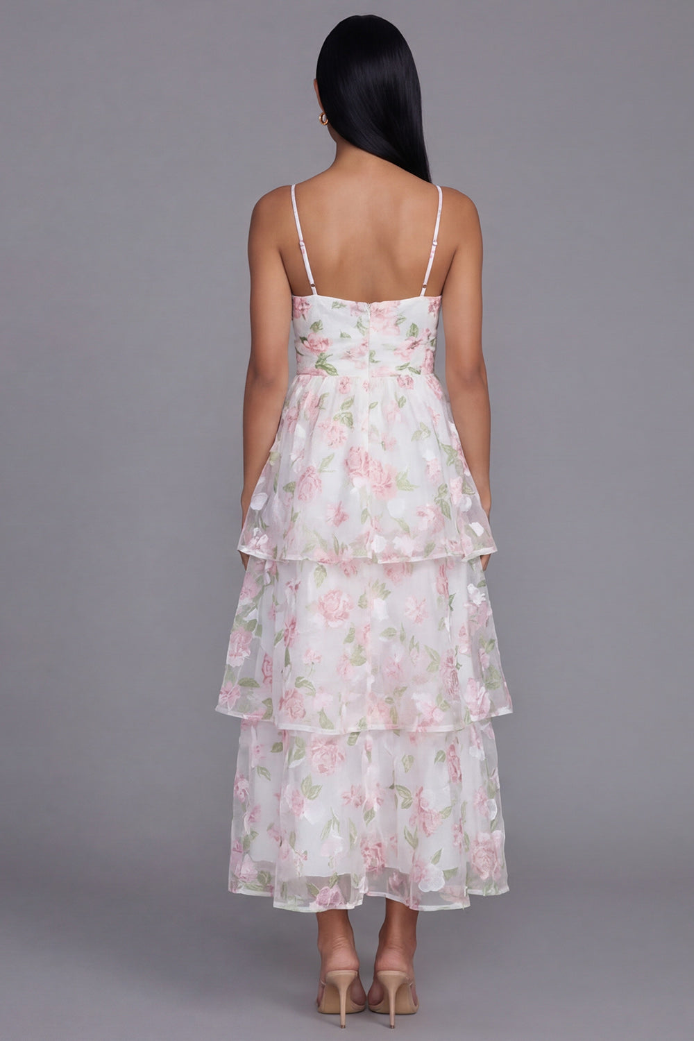 Yellow Corset A Line Floral Maxi Beach Wedding Guest Dress with Ruffles