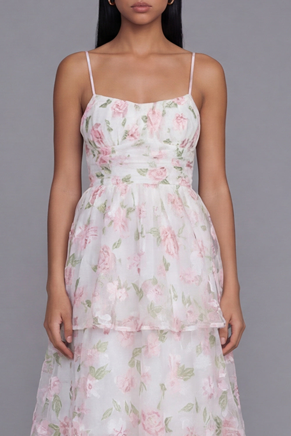 Yellow Corset A Line Floral Maxi Beach Wedding Guest Dress with Ruffles