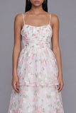Yellow Corset A Line Floral Maxi Beach Wedding Guest Dress with Ruffles