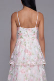 Yellow Corset A Line Floral Maxi Beach Wedding Guest Dress with Ruffles