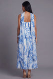 Dusty Sage A Line Maxi Ruffled Beach Wedding Guest Dress with Pleats