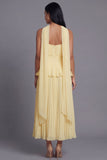 Dusty Sage A Line Maxi Ruffled Beach Wedding Guest Dress with Pleats