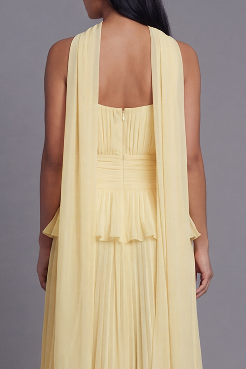Dusty Sage A Line Maxi Ruffled Beach Wedding Guest Dress with Pleats
