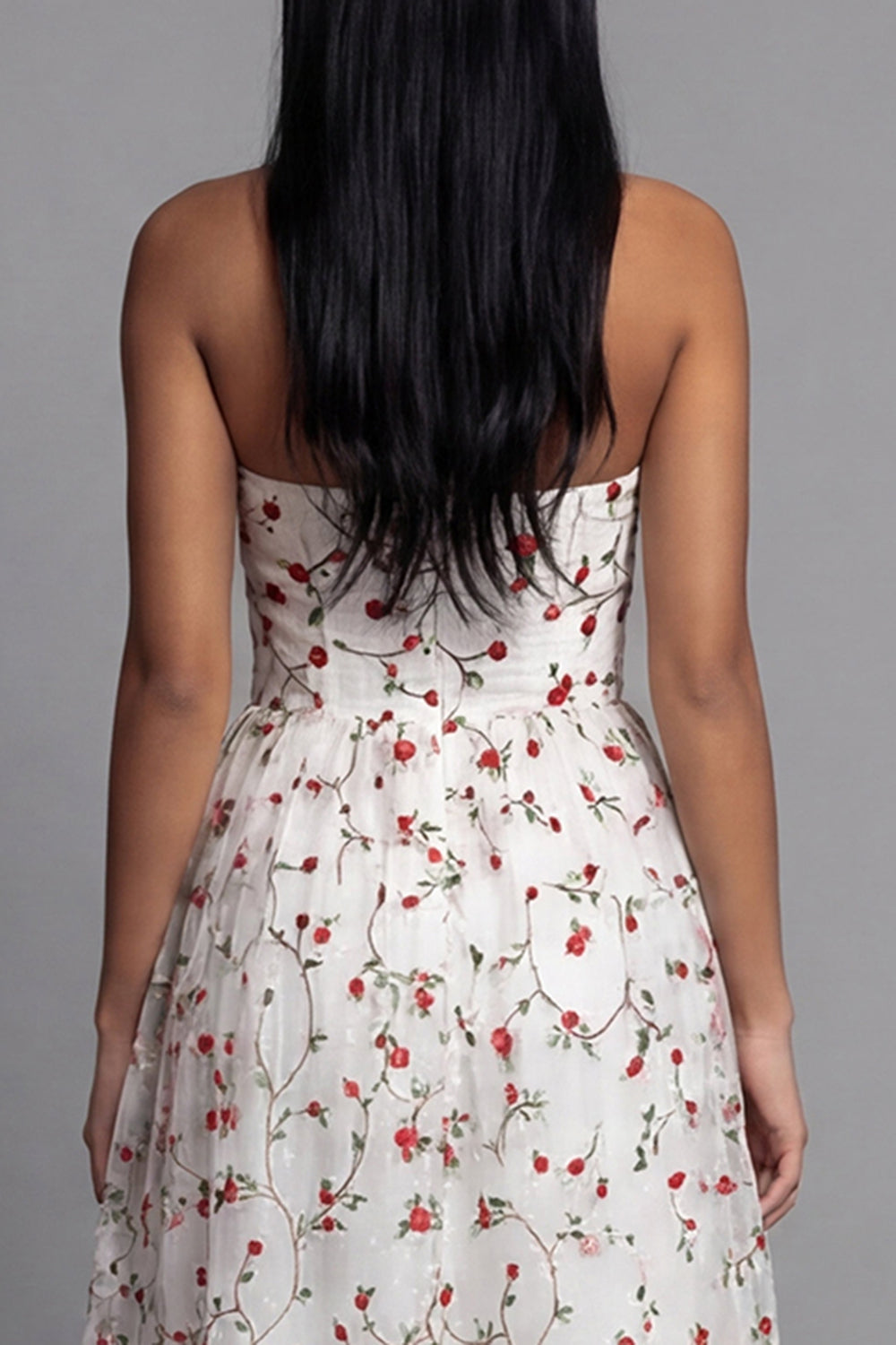 Champagne Floral Maxi Ruched A Line Beach Wedding Guest Dress with Ruffles