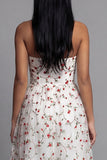 Champagne Floral Maxi Ruched A Line Beach Wedding Guest Dress with Ruffles