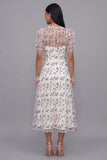 White Red Flower V-Neck Floral Maxi A Line Beach Wedding Guest Dress