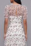 White Red Flower V-Neck Floral Maxi A Line Beach Wedding Guest Dress