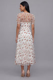 White Red Flower V-Neck Floral Maxi A Line Beach Wedding Guest Dress