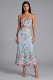 Strapless Maxi Floral Mermaid Blue Pink Flower Beach Wedding Guest Dress