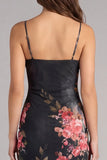 Spaghetti Straps Black Floral Maxi Bodycon Beach Wedding Guest Dress