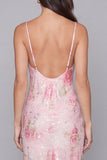 Spaghetti Straps Sparkly Pink Floral Maxi Bodycon Beach Wedding Guest Dress