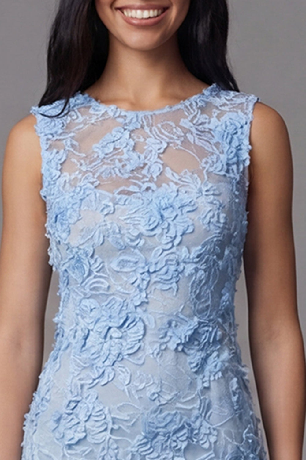 Boat Neck Blue Floral Tight Short Wedding Guest Dress