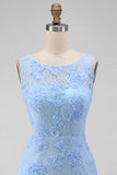 Boat Neck Blue Floral Tight Short Wedding Guest Dress