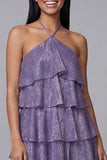 Floral White Pink Flower Short A Line Beach Wedding Guest Dress with Ruffles