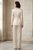 Blue 2 Piece Peak Lapel Single Breasted Wide Leg Prom Suits