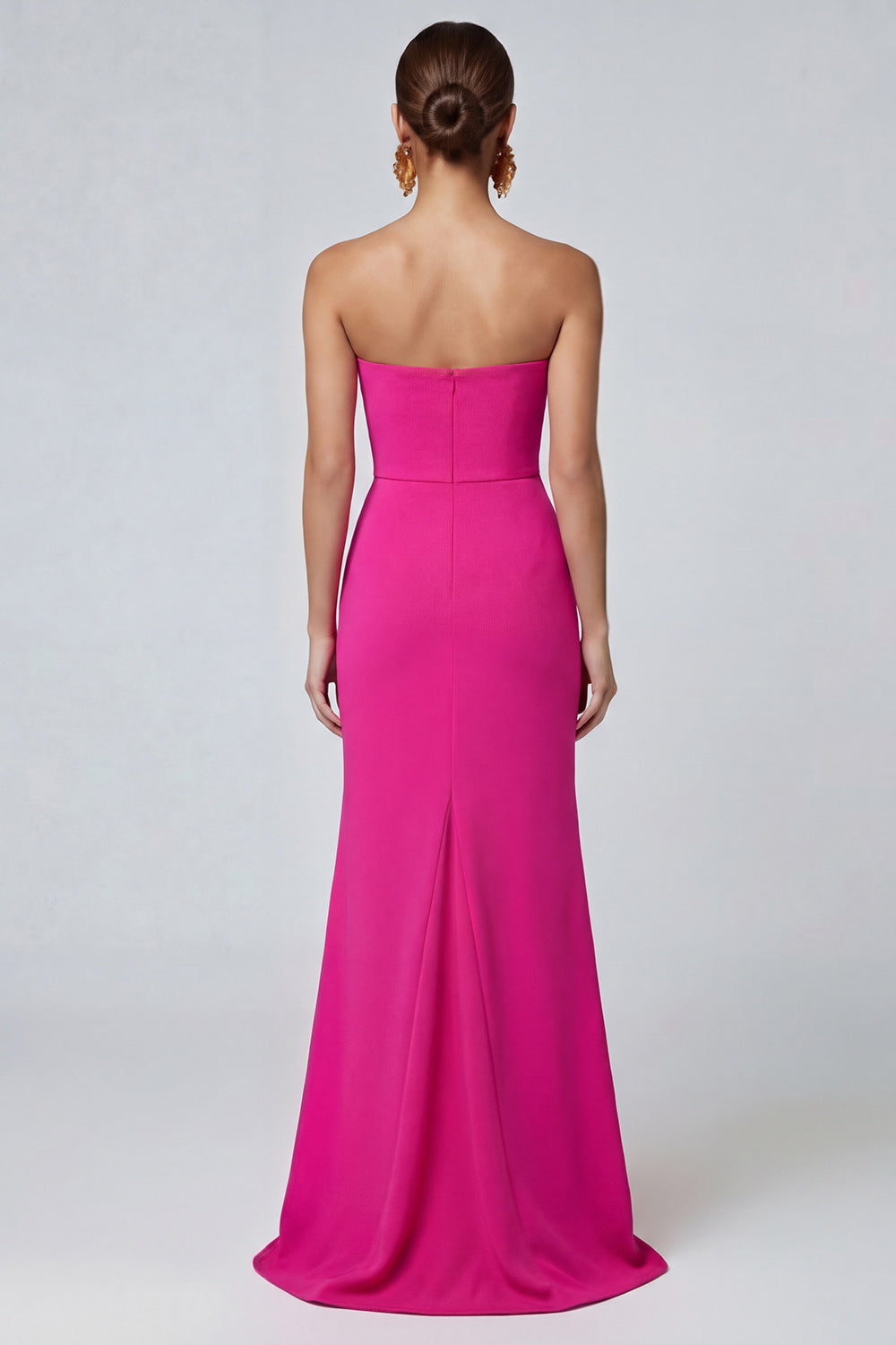 Fuchsia and Red Long Patchwork Mermaid Strapless Formal Dress