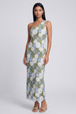 Green Floral Sheath Maxi Wedding Guest Dress