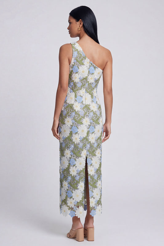 Green Floral Sheath Maxi Wedding Guest Dress