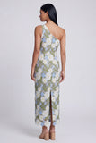 Green Floral Sheath Maxi Wedding Guest Dress