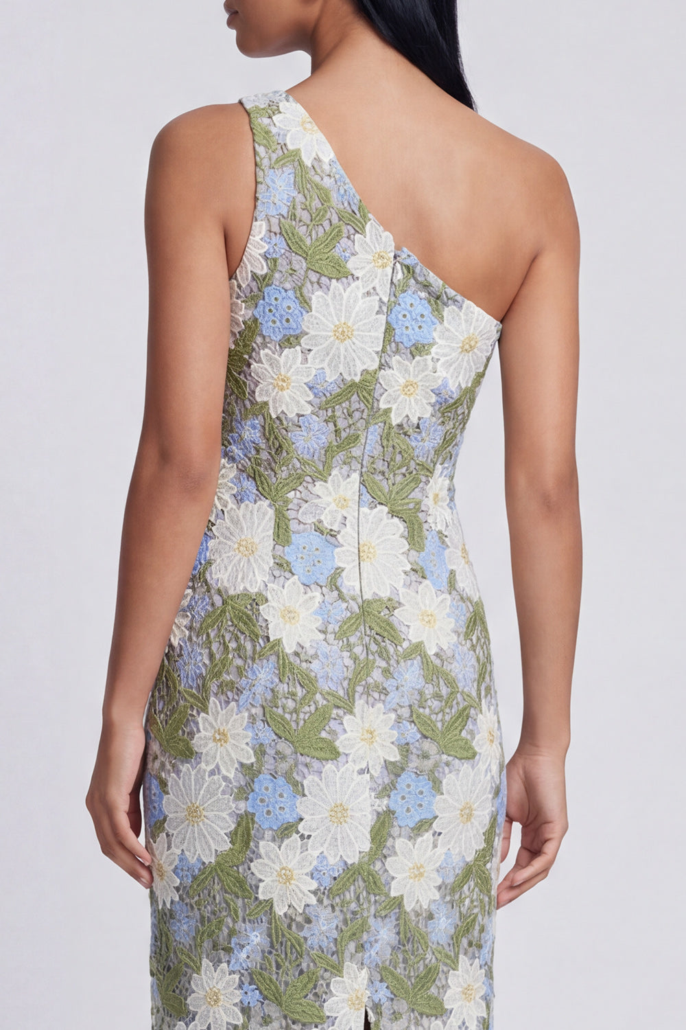 Green Floral Sheath Maxi Wedding Guest Dress