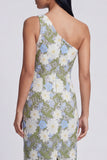 Green Floral Sheath Maxi Wedding Guest Dress