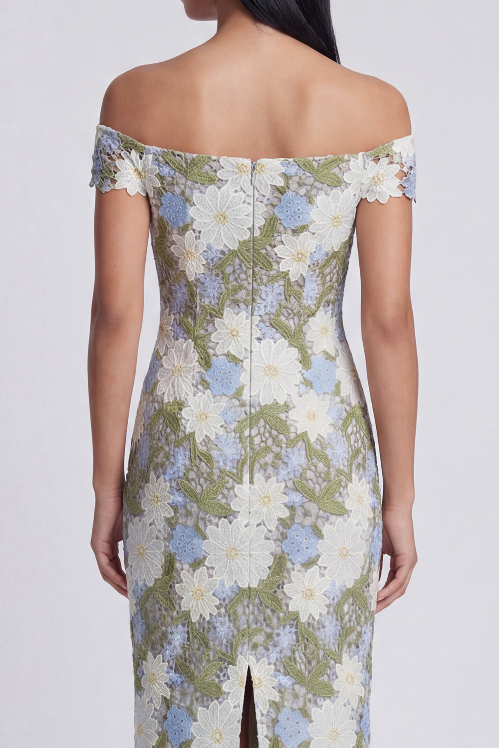 Green Sheath Floral Maxi Wedding Guest Dress