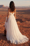 Maxi Strapless A Line Ivory Beach Wedding Dress with Ruffles
