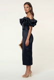 Black Bodycon Maxi Formal Dress with Ruffles